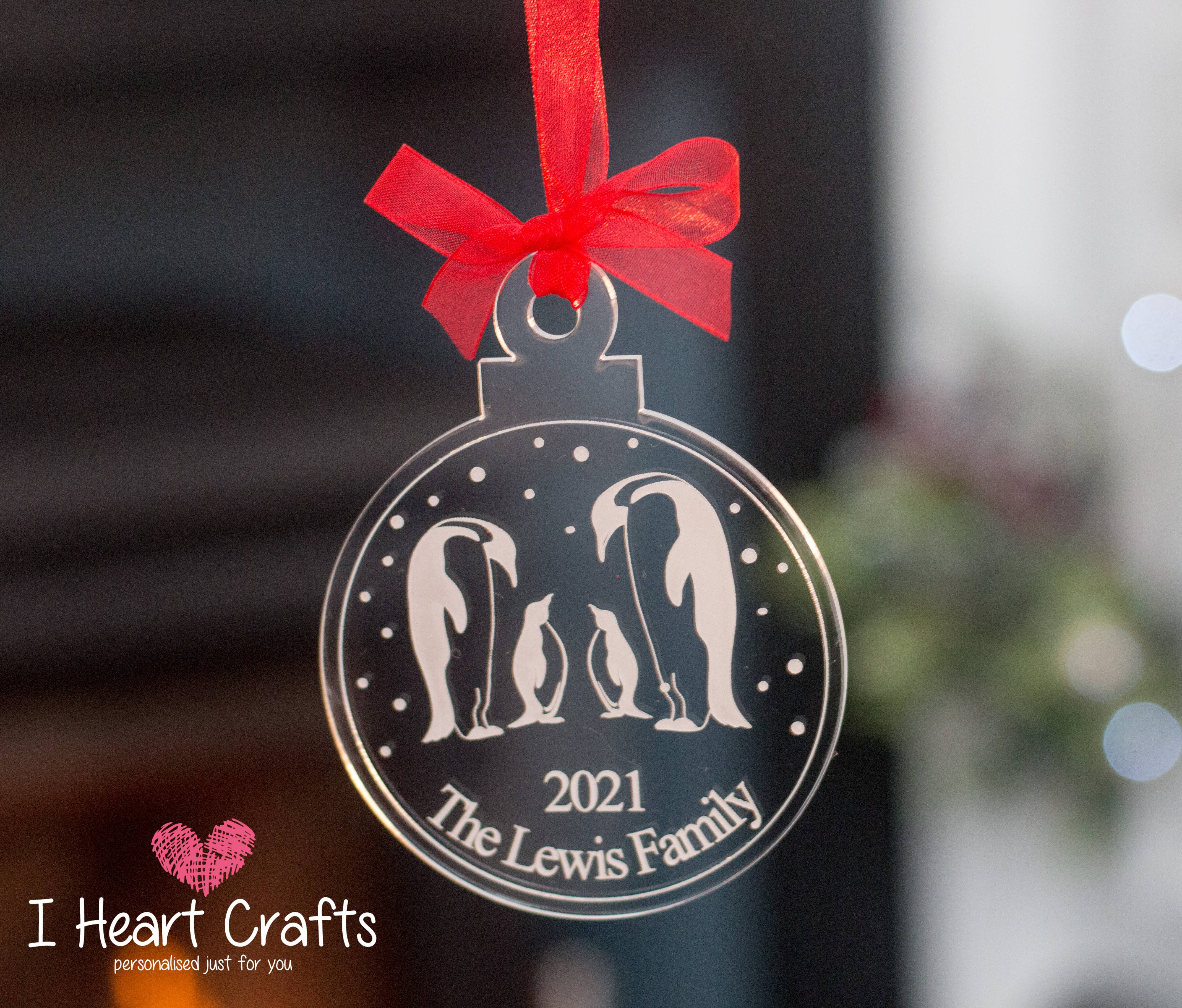 Penguin Family Personalised Tree Decoration craft product
